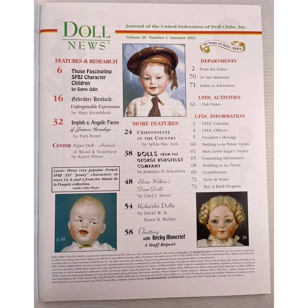 Doll News Magazine Official Journal of United Federation Doll‎ Clubs Summer 2001